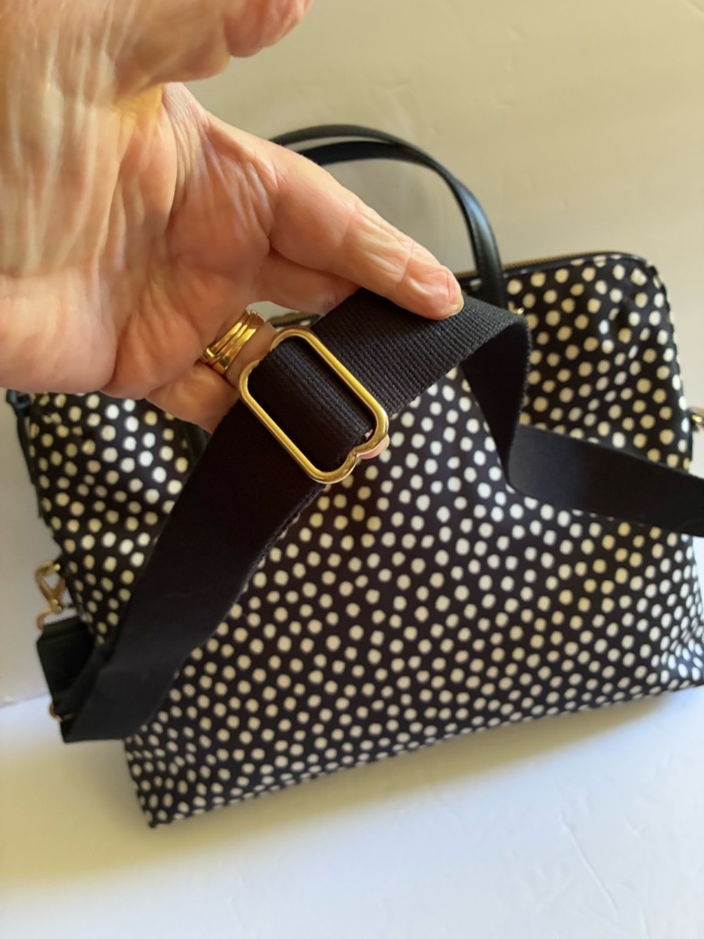 Kate Spade Black and White Polka Dot Nylon Laptop Bag with Detachable Strap - Picture 14 of 15